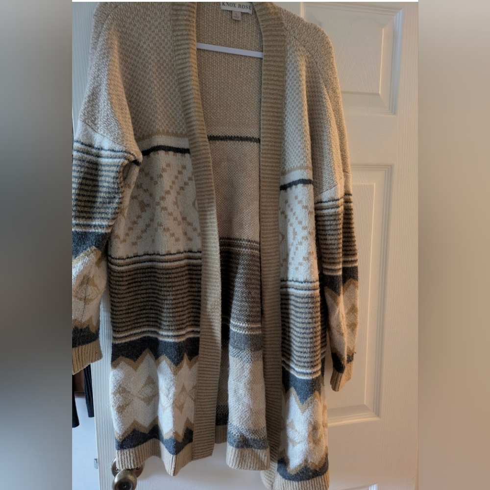 Women's Knox Rose Boho Sweater Duster Coat Large Cowgirl